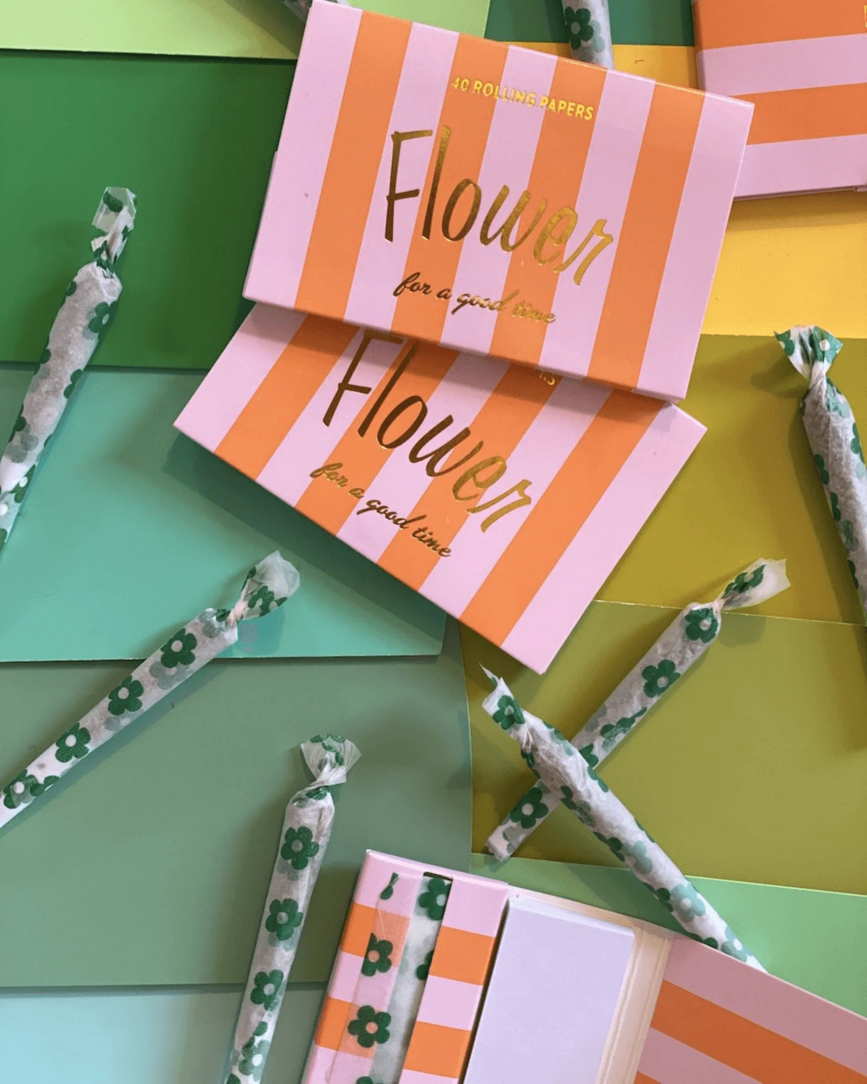 Green Floral Rolling Paper - Image 2